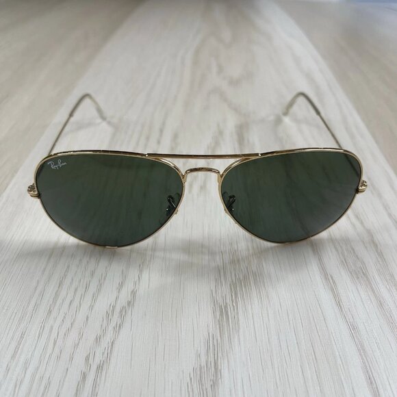 Ray-Ban Aviator RB3025 001 Classic Green Lens with Gold Frame 62mm - Picture 1 of 11
